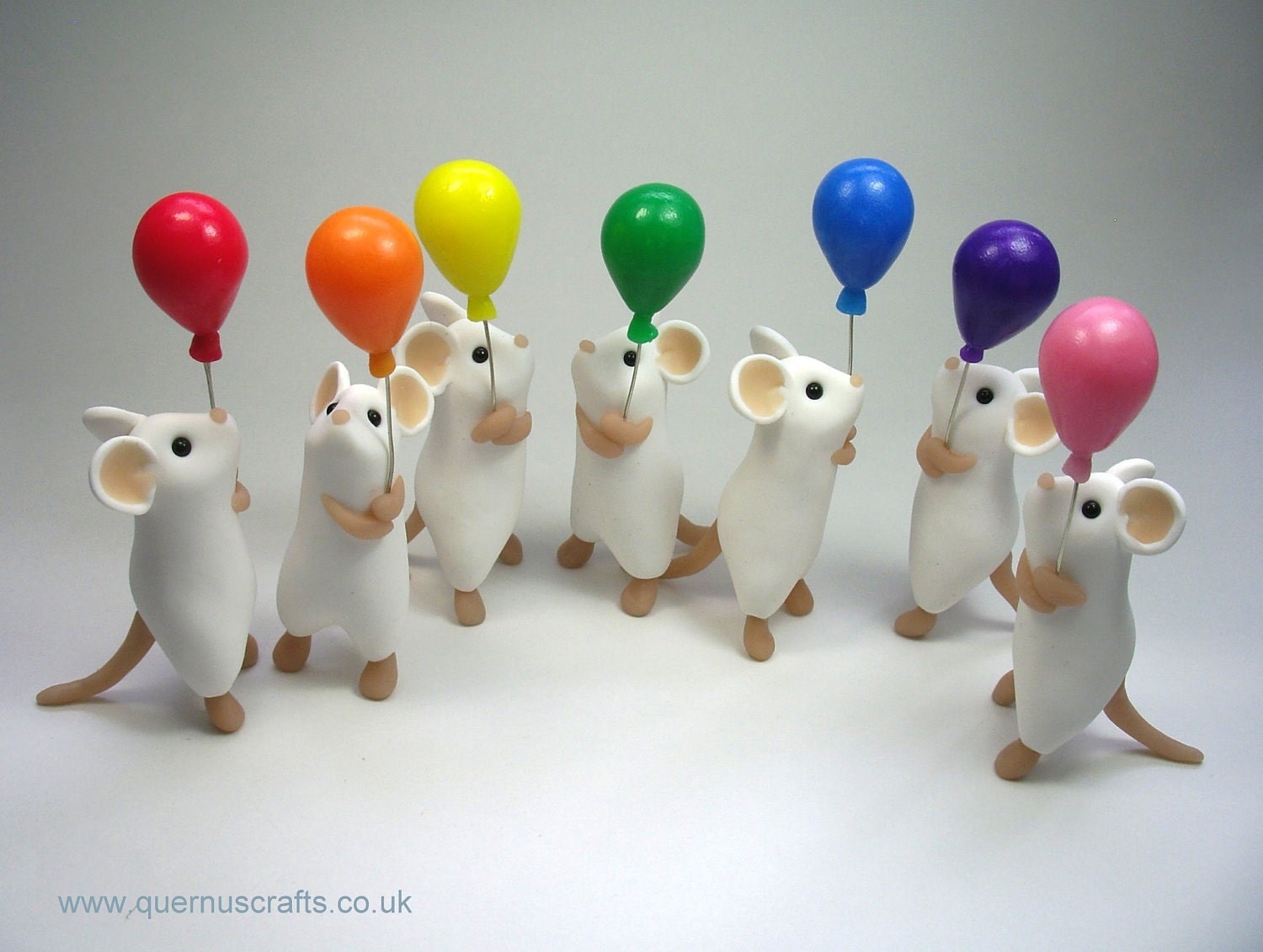 Little White Mouse with Balloon Sculpture Ornament Sold Individually
