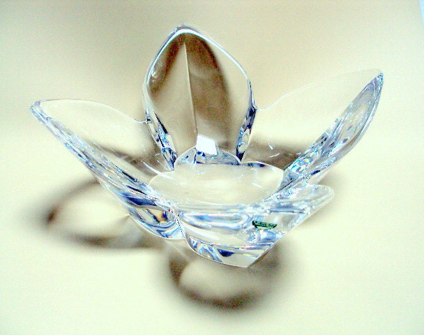 Vintage Orrefors Bowl, Mid Century Modern Tulip Style Design, Crystal From Swedish Estate   I Take CREDIT CARDS