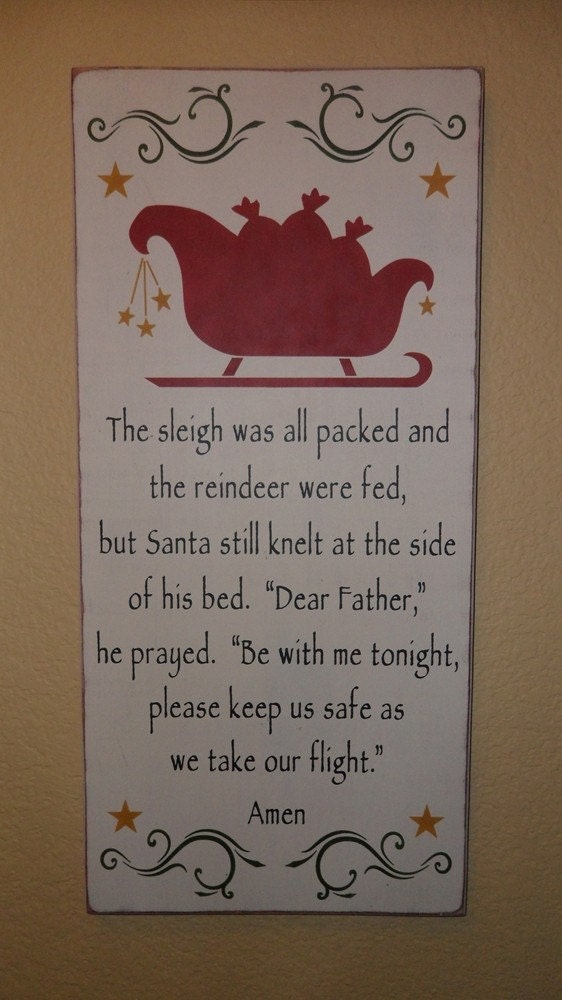 Santa's Prayer primitive wood sign