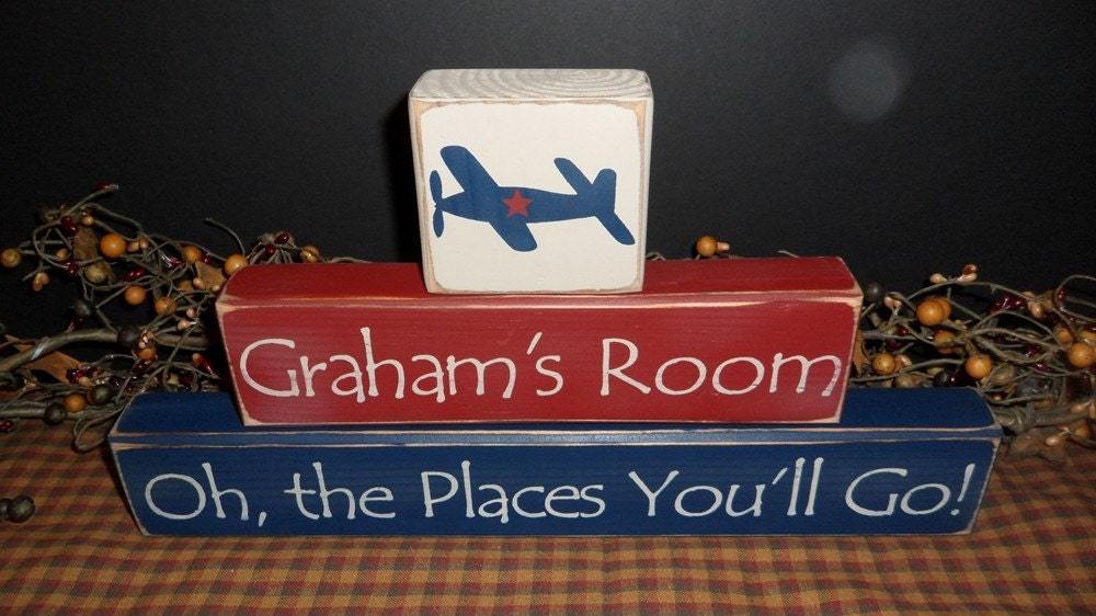 Oh The Places You'll Go - Custom Children's personalized wood blocks