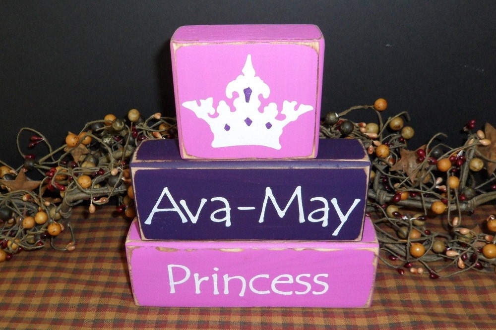Custom Personalized Princess Children's Name Wood Blocks