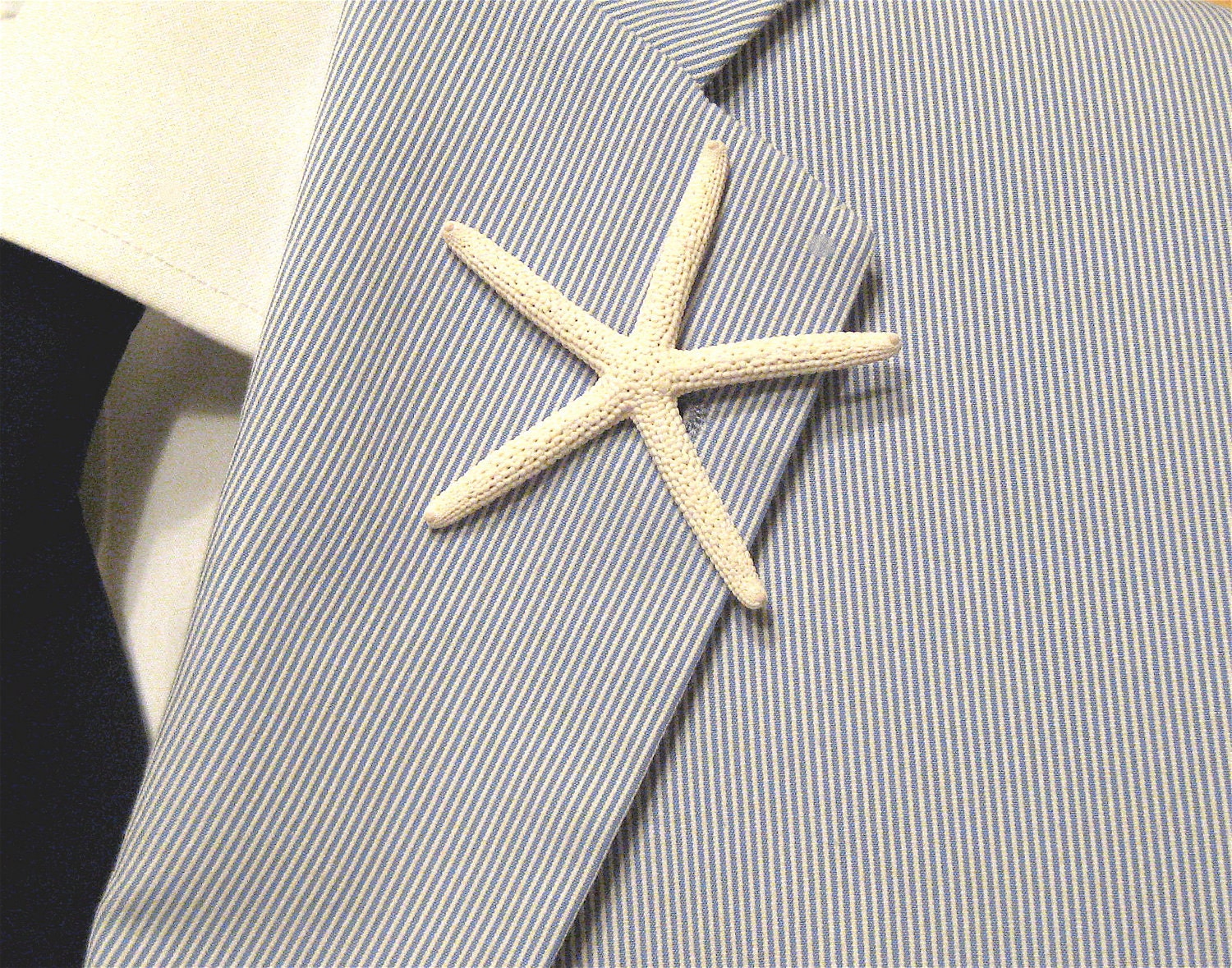 Beach Wedding Starfish Boutonniere, Dress Pin, Hat Pin - 2.5 - 3 in.