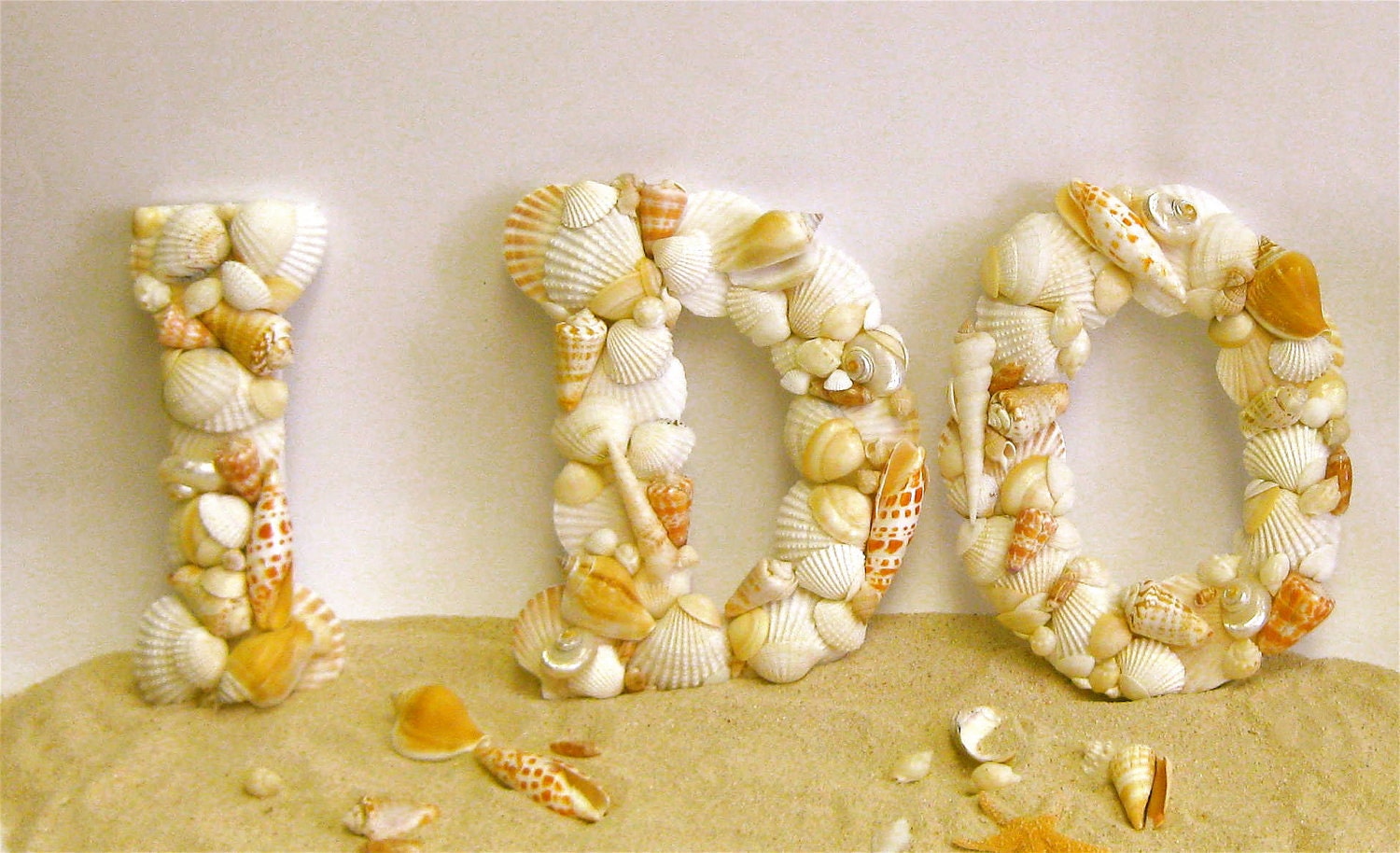 As Seen in Cosmopolitan Bride Magazine - Beach Wedding I DO Shell Letters
