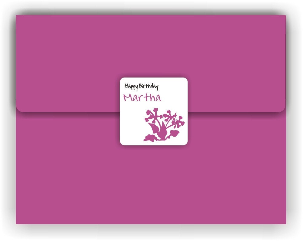 Plant and Flowers Theme - 48 1.5inch Square Stickers - Choose your design - Thank You - Birthday - Baby Shower - Personalized Il_170x135