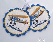 40 Thank You 2inch circle Tags with scalloped edges - Birthday - Baby Shower - Thank You - Airplane Theme - Personalized Il_170x135