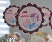 Unicorn Theme - 20 Cupcake Toppers - Personalized - Birthday - Baby Shower Il_170x135