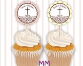 20 Cupcake Toppers - Personalized - Baptism - Communion - Choose the design Il_170x135