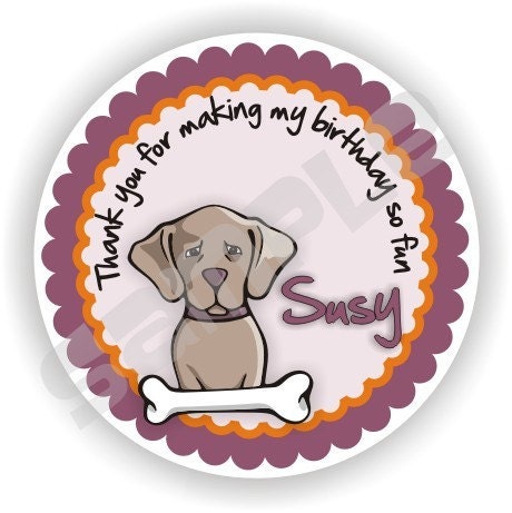 40 Thank You 2 inch circle Stickers - Birthday - Baby Shower - Bridal Shower - Envelope Seal - Address Label - Dog Theme - Personalized Il_570xn