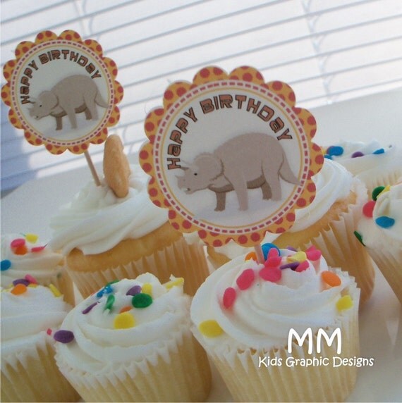Dinosaurs Theme - 30 Cupcake Toppers - Personalized - Birthday - Baby Shower - Choose the design Il_570xn