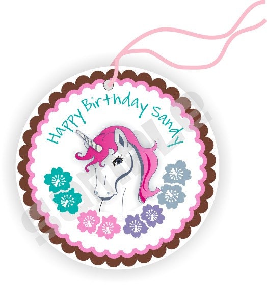 30 Thank You 2.25 inch circle Tags - Birthday - Baby Shower - Thank You - Unicorn Theme - Personalized Il_570xn