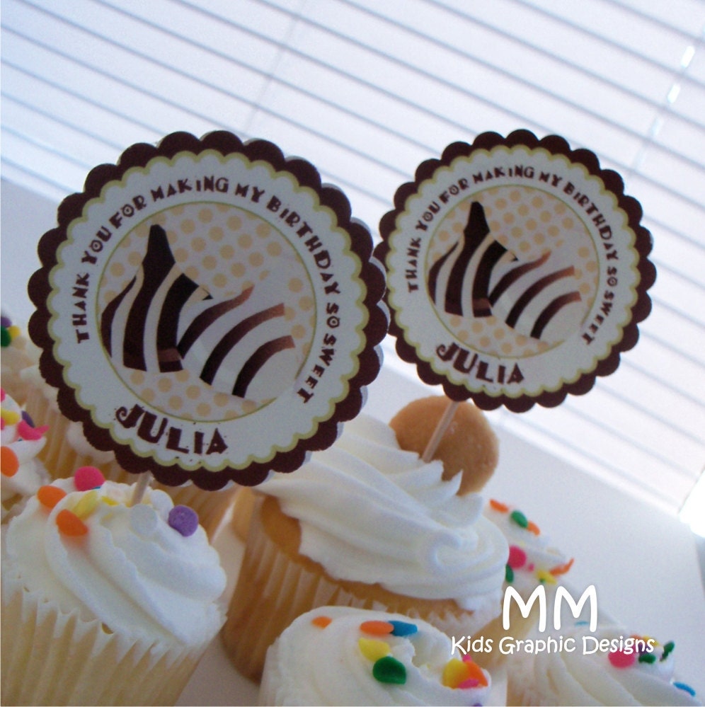 Truffle Theme - 12 Cupcake Toppers - Personalized - Birthday - Baby Shower - Choose the design Il_570xn