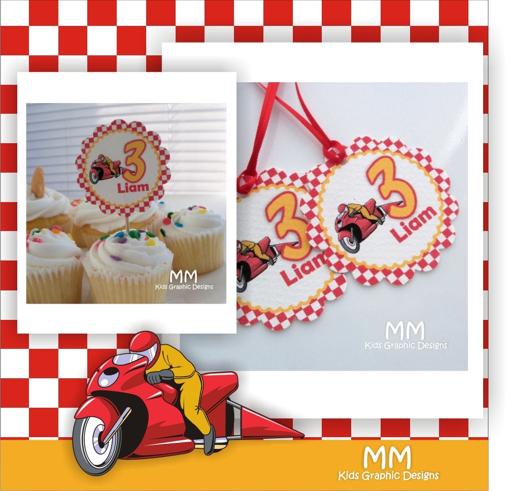 Motorcycle Theme - Birthday Custom Package - Set of 20 Il_570xn