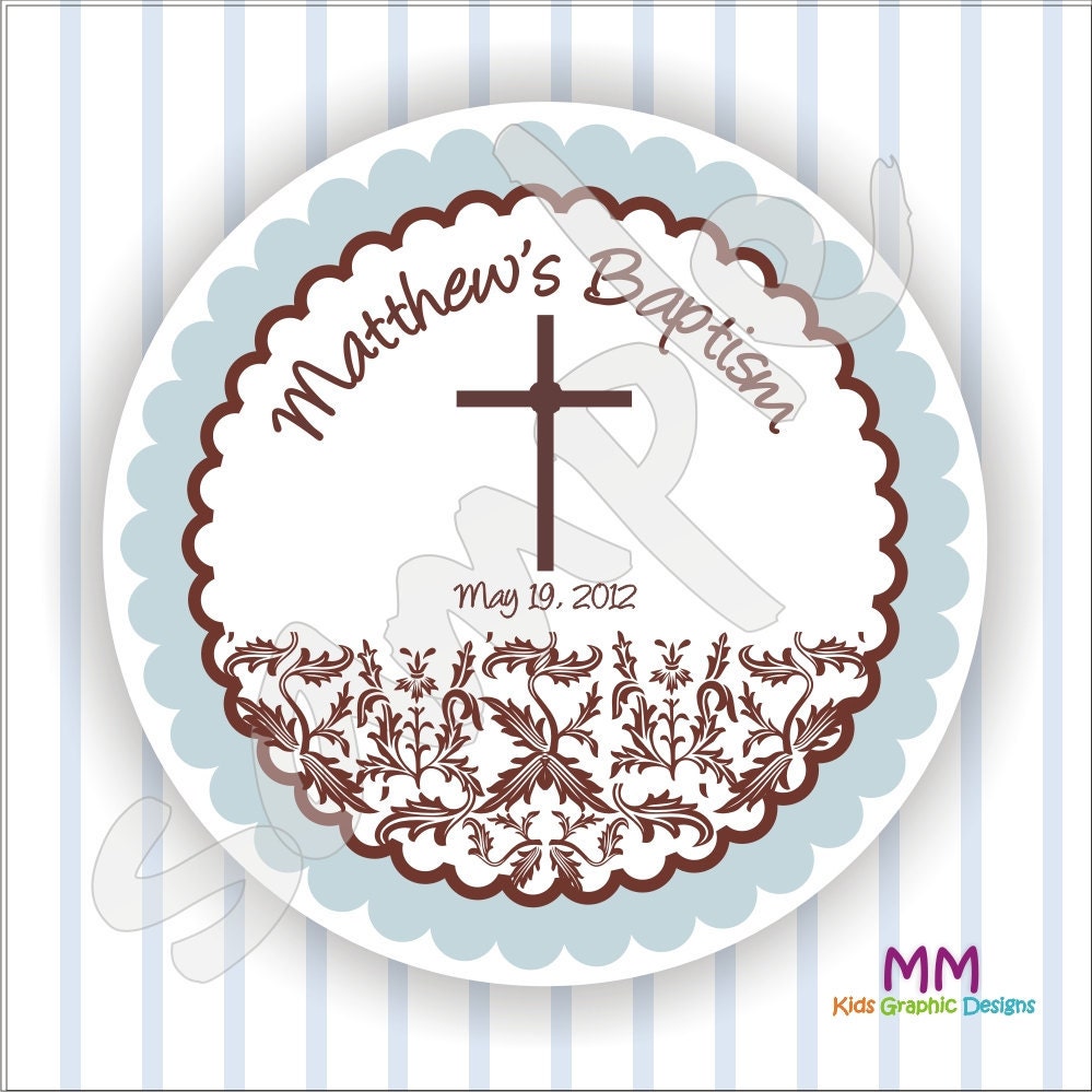 40 Thank You 2 inch circle Stickers - Baptism - Envelope Seal - Address Label - Personalized Il_570xn