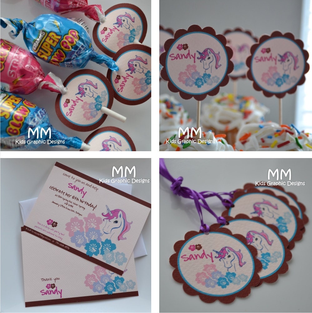 Unicorn Theme - Birthday Custom Package - Set of 20 Il_570xn