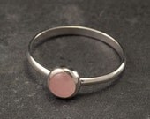 Rose Quartz Ring- Sterling Silver Ring- Pink Stone Ring- Silver Stone Ring- Handmade Silver Jewelry- your size