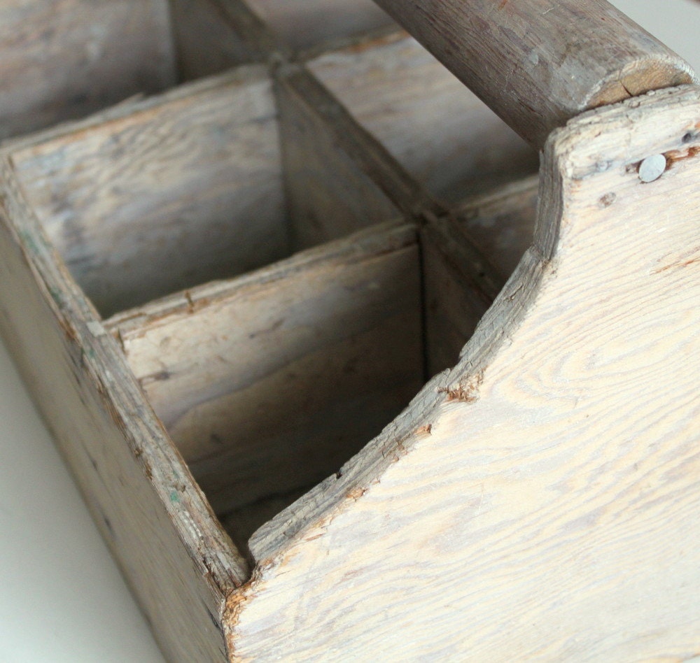 Primitive Antique Wooden Handled Crate by Uptown Vintage