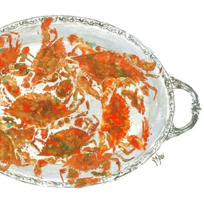 Crab Feast - Gyotaku Fish Rubbing - Limited Edition Print (23.5 x 16)