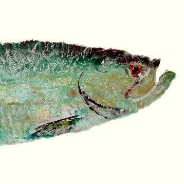 Silver King Tarpon - Mid Size - Gyotaku Fish Rubbing - Limited Edition Print (38 x 15)