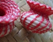 SALE Horse Hair Earrings, Horsehair Jewelry,  Peppermint Kisses, Red and White