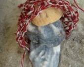 Red and White Peppermint Beachcomber's Treasure Pouch, Soft Necklace, Amulet or Fetish  Bag for Shell collecting