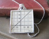 Vintage Graph square Silver Pendant