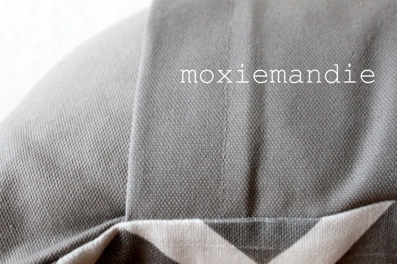 Grey and White Chevron Pillow Cover // 12 x 22 inch pillow cover
