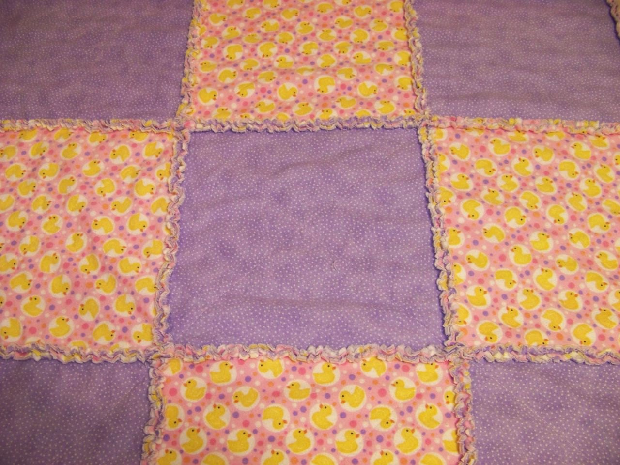 Baby Shaggy Rag Quilt - Cute Duckies and Dots