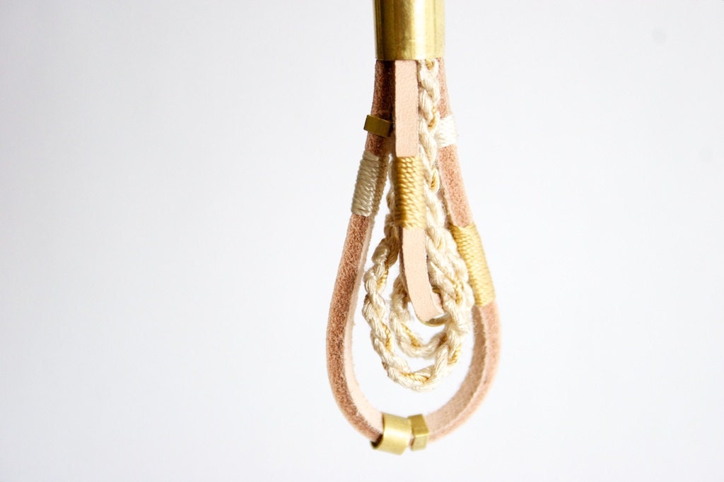 Brass Leather Necklace natural ecru gold Nebula