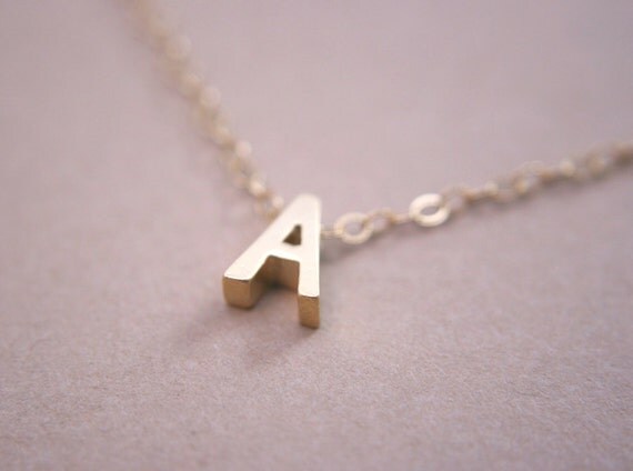 Tiny Gold Initial Necklace A-Z