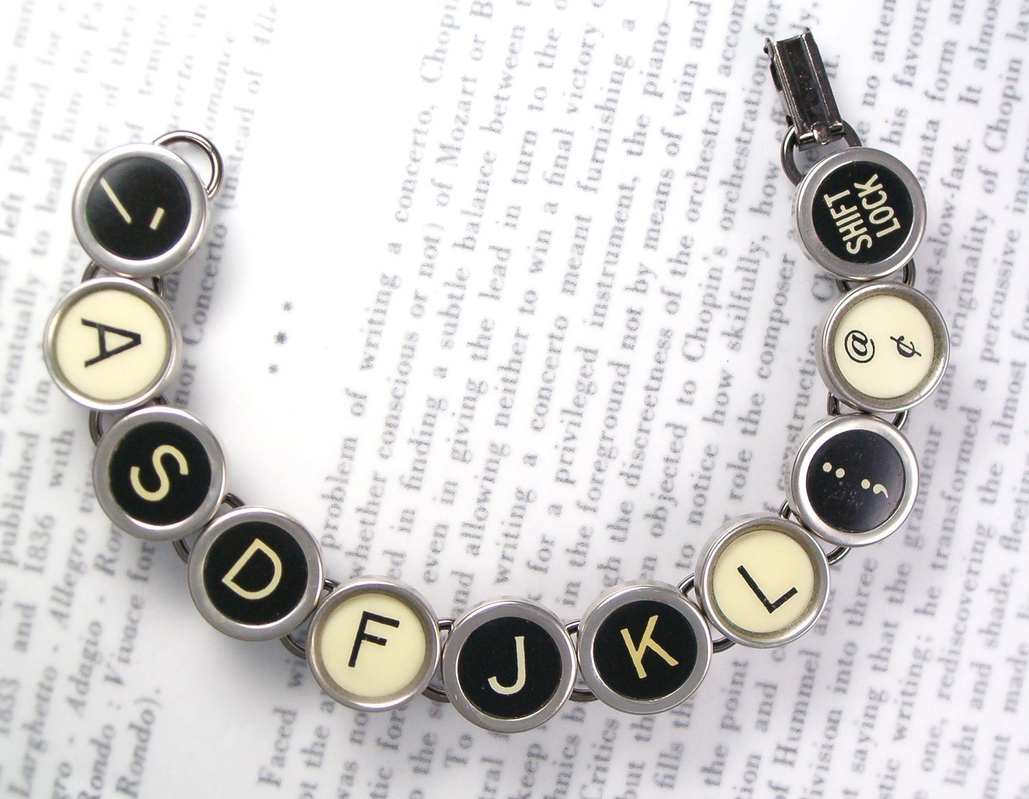 Typewriter Key Bracelet With ASDFJKL - Typewriter Key Jewelry By Haute Keys