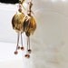 Gold lotus leaf bud dangle earrings with Swarovski crystals - fall, natural, flower, customize