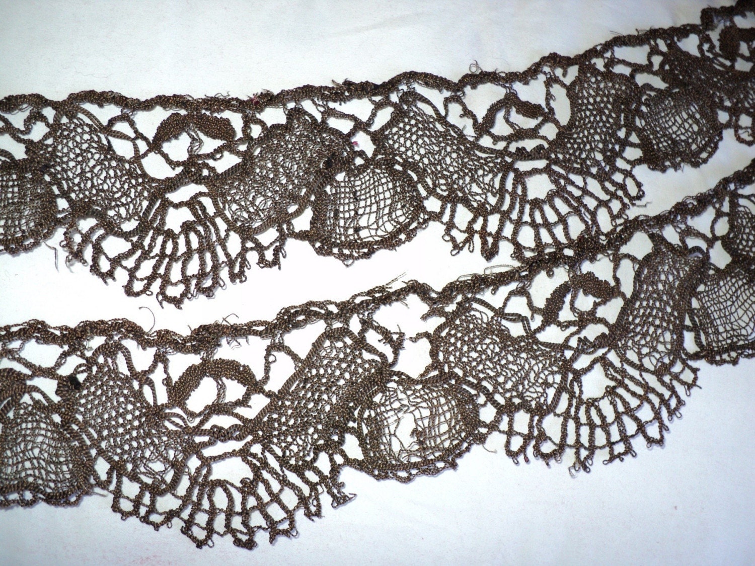 19th C Metallic Lacey Heavy Dark Bronze Trim French Great Patina Yardage
