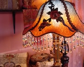 Antique 1920s Boudoir Beaded table lamp with cast iron base