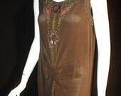 1920s Original Beaded Peackock sequined dress Flapper Art Deco Amazing Wearable French