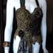 Victorian Art Deco Jewel Beetle Wing Metallic Lace Peacock Bustier Corset Bellasoire Original Design "Absinthe"