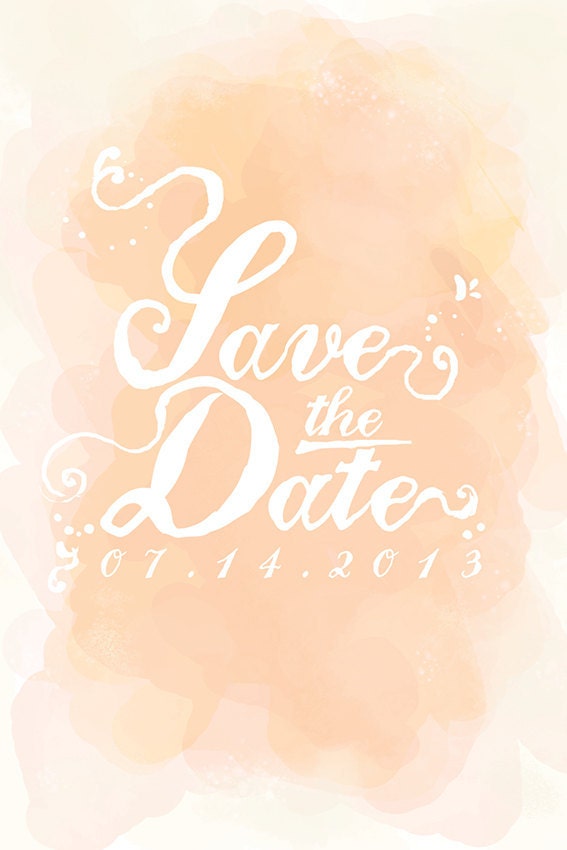 Romantic save the date postcard. Hand painted watercolor.Unique.