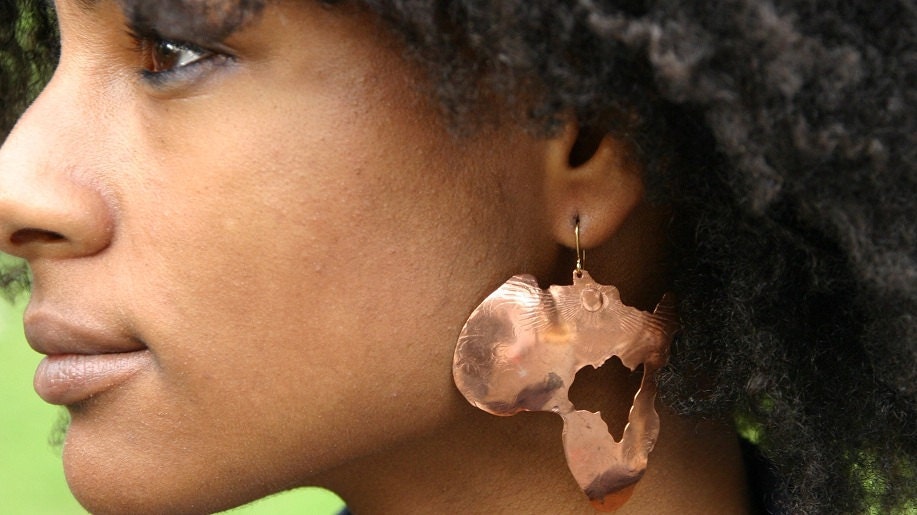 Copper Earrings Map Of Africa Copper Jewelry Afrocentric