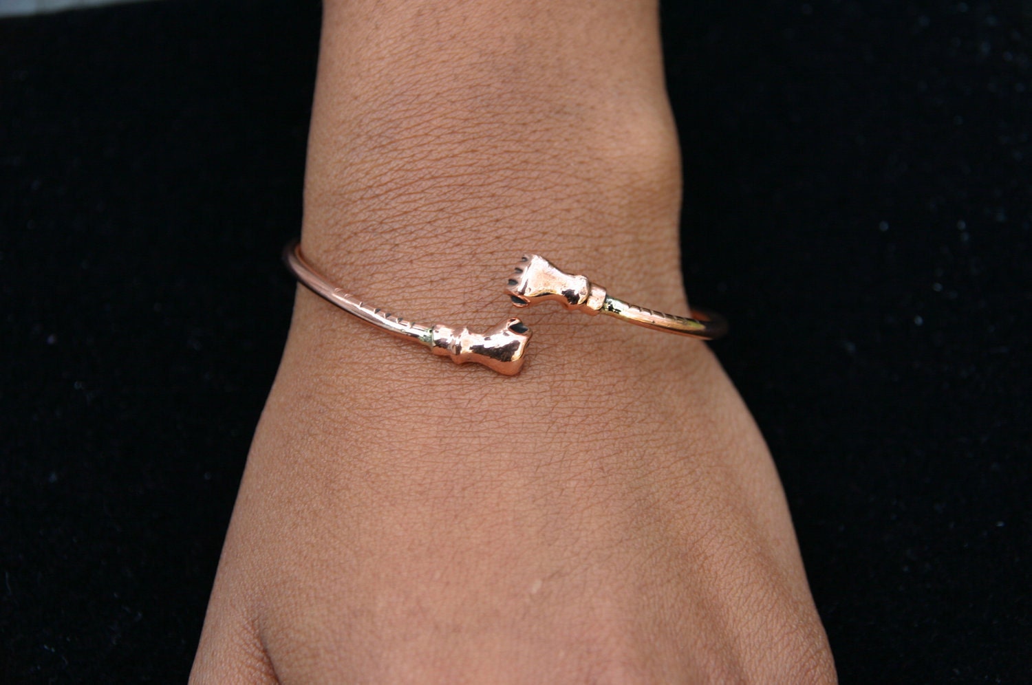 Retro Jewelry Brass Bracelet 80s Fist Style Fits Up to Size 7 inch Wrist