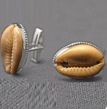 Jewelry for Men Cowrie Shell Cuff Links Sterling Silver