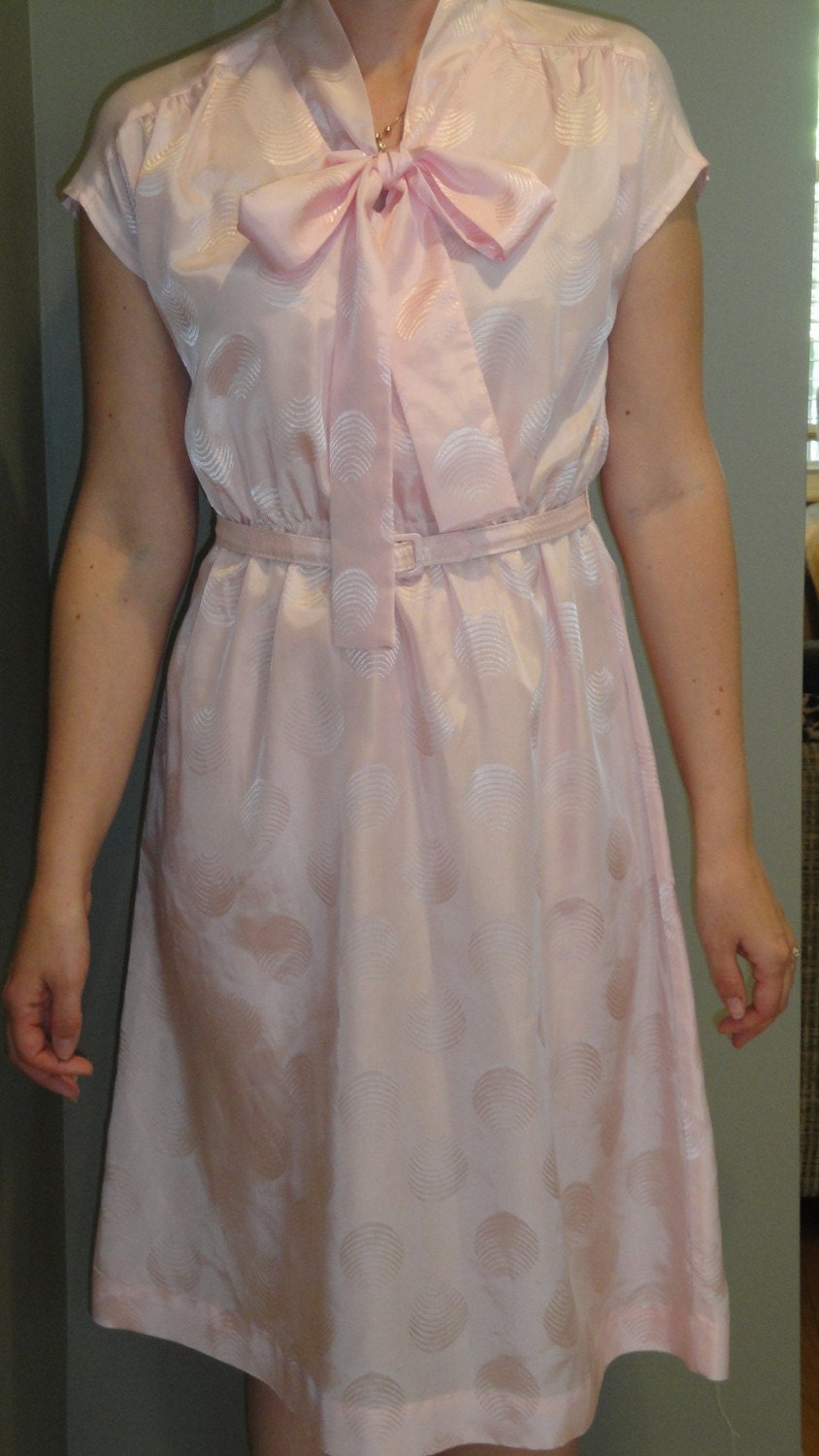 Vintage 1950's Pink Skinny Belted Shirt Waist Dress size 6 Petite by Blair