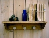 Rustic Wood Shelf - 32 Inches  4 Vintage Knobs and Color of Your Choice - Rustic - Home Decor