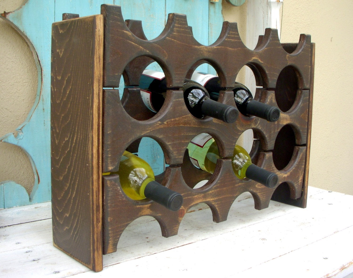 Wine Rack - Holds 12 Bottles - Handcrafted of Wood