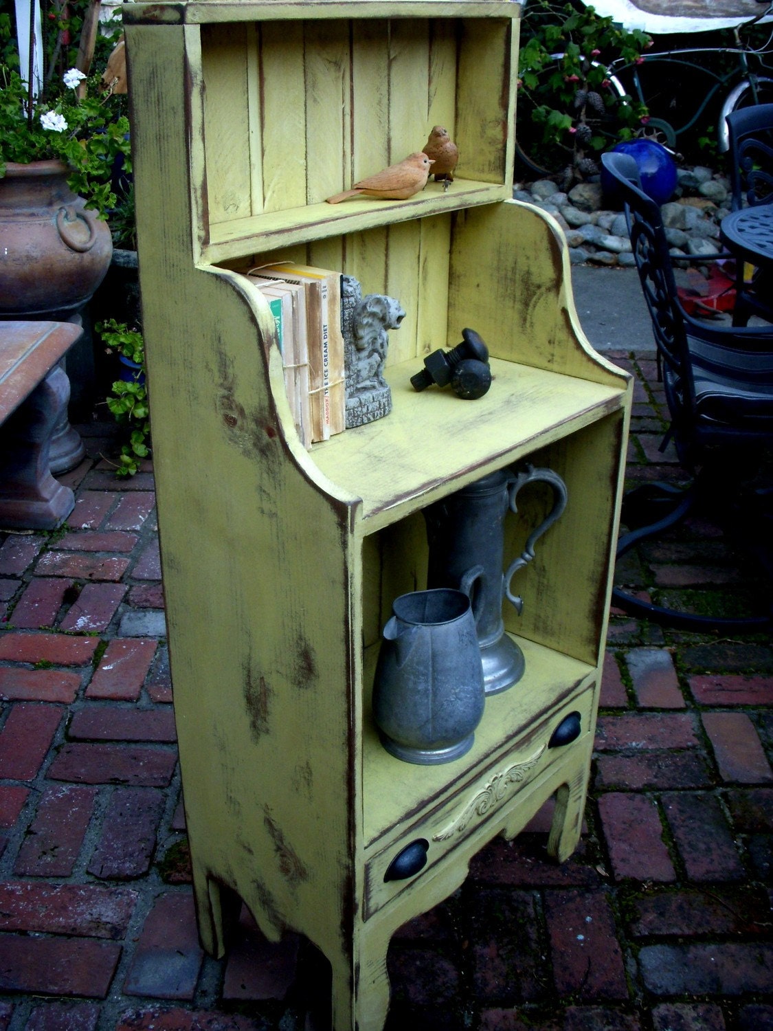 Wooden Shelf - Bookcase - Distressed Farmhouse Chic - Shabby Furniture - The Van Gogh Cabinet