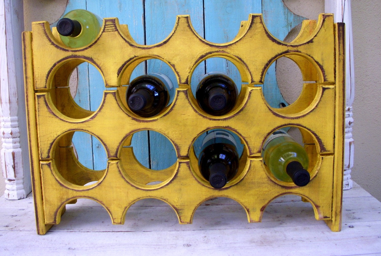 Wet Bar Wine Rack - Holds 12 Bottles - Your Antiqued Color Choice