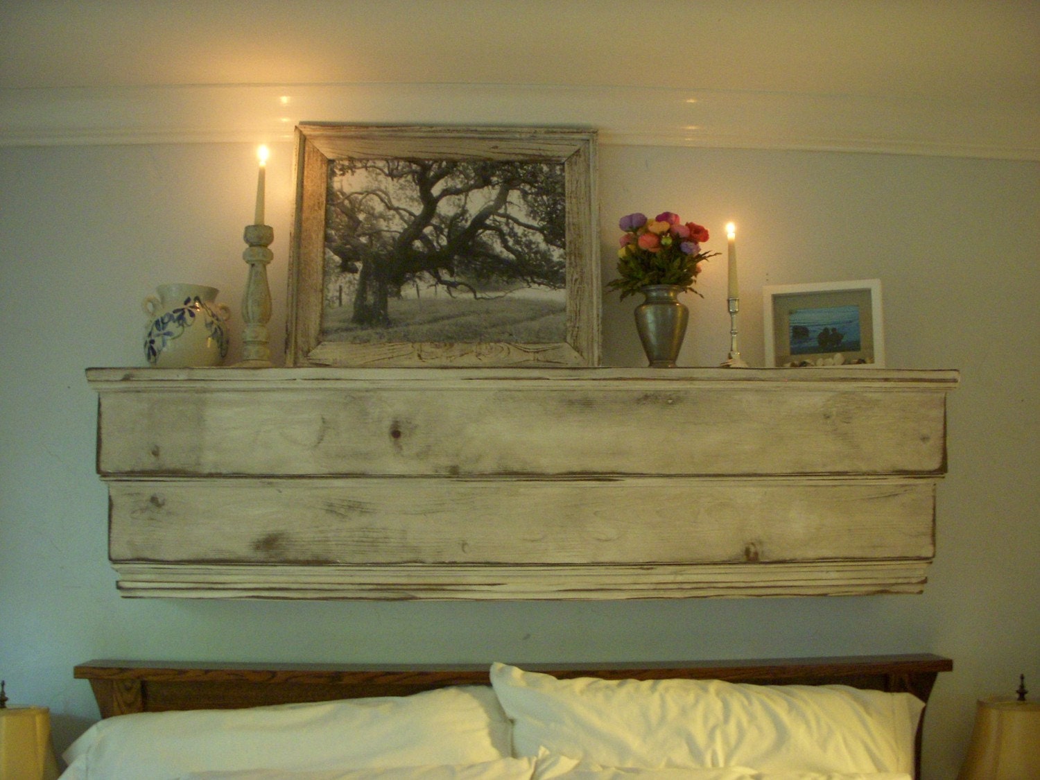 Floating Wall Mantel - Wood Shelf - Ledge - Shabby Furniture - French Country - 50 Inch - You Choose Antique Color