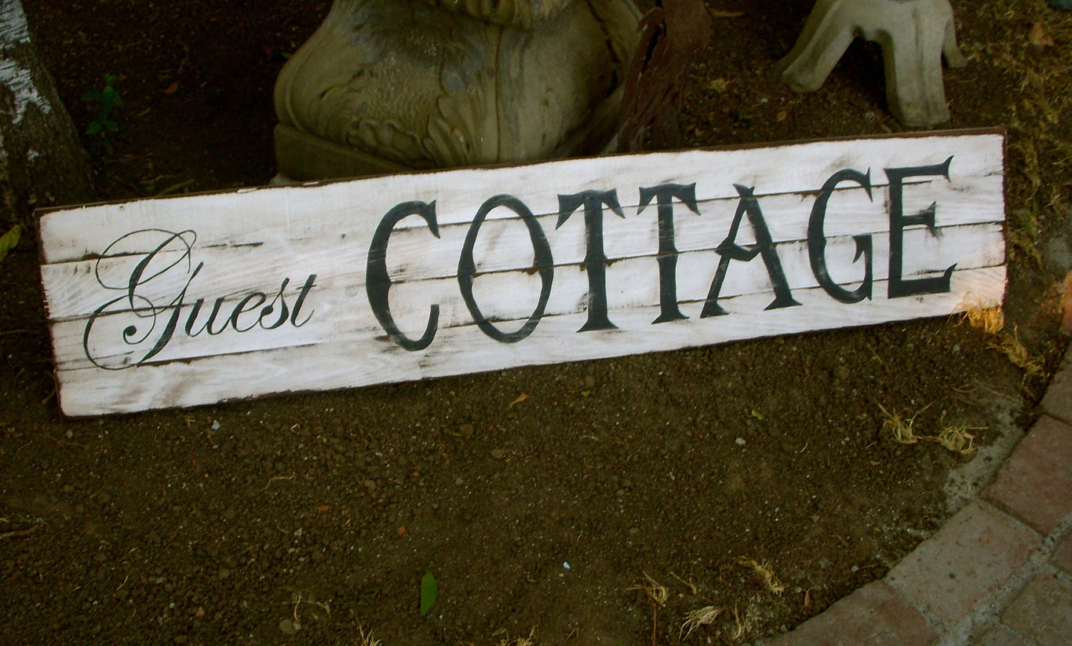 Wooden Sign - Ecofriendly Recycled Wooden Guest Cottage Sign - Shabby Cottage - Chic Decor