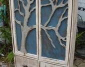 Rustic Furniture Shelf - Oak Tree Cabinet - Artistic Furniture - Storage Shelves, Cottage Chic, French Country