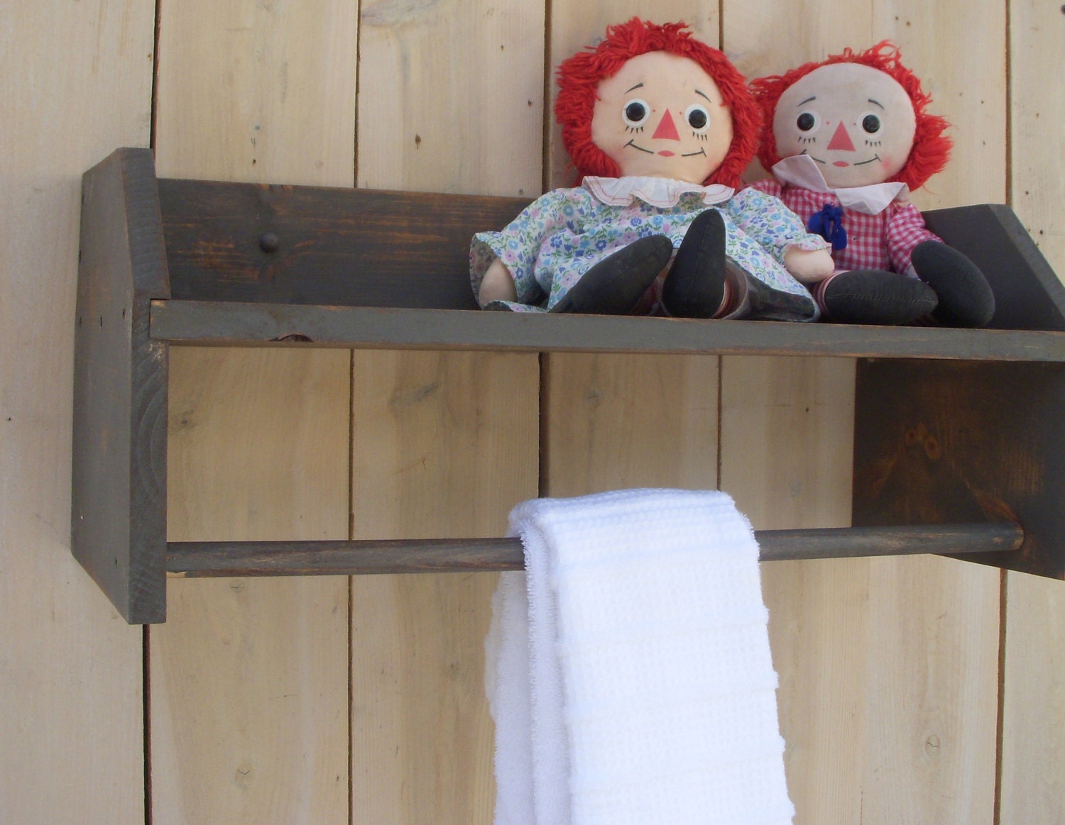 Wood Wooden Shelf Baby Clothes Rod Nursery by honeystreasures