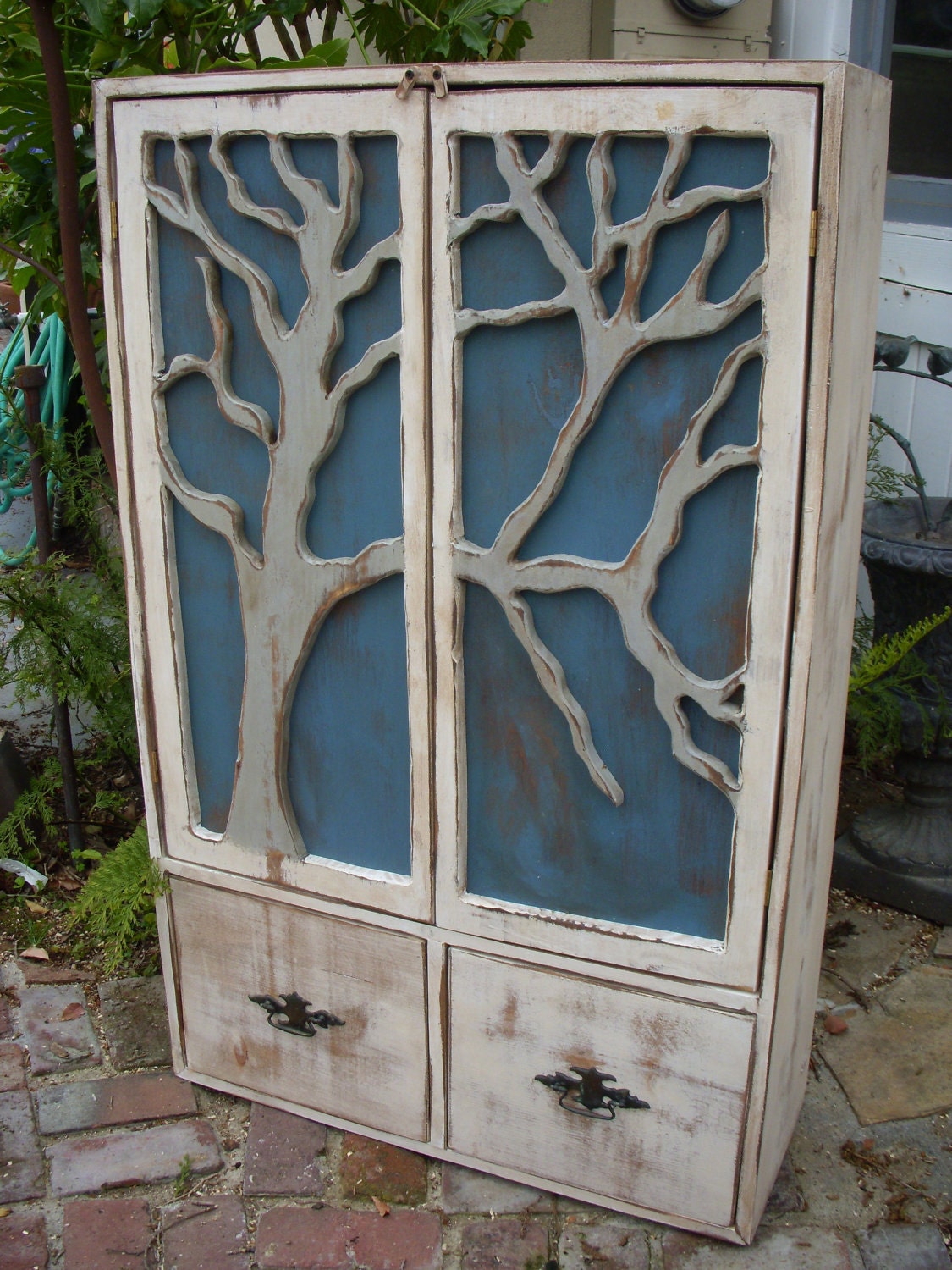 Artistic Furniture - Storage Shelves, Cabin Decor - French Country Chic - Tree Art