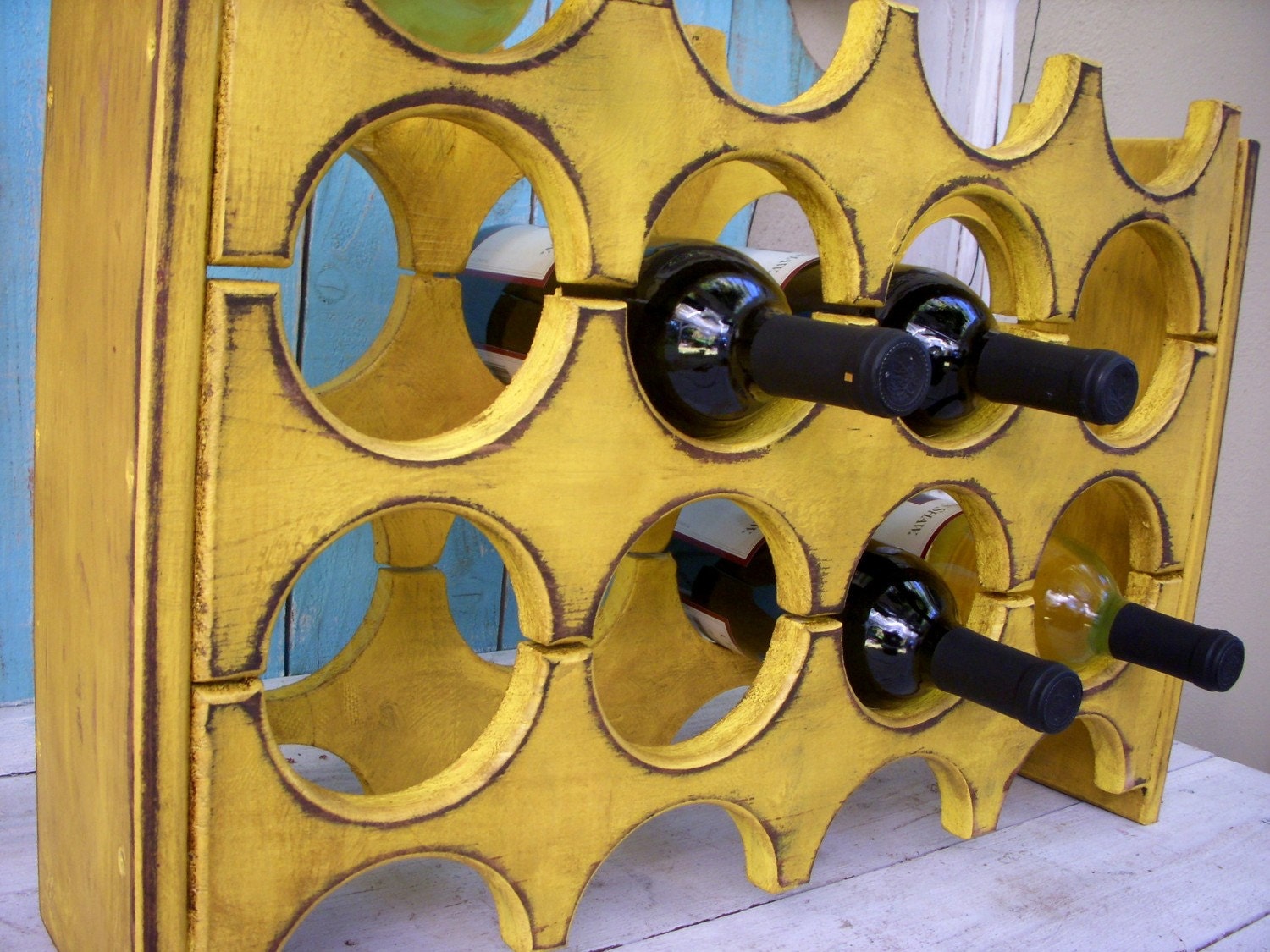 Wooden Wine Rack - Rustic, Shabby Decor - Handmade - Wood Storage